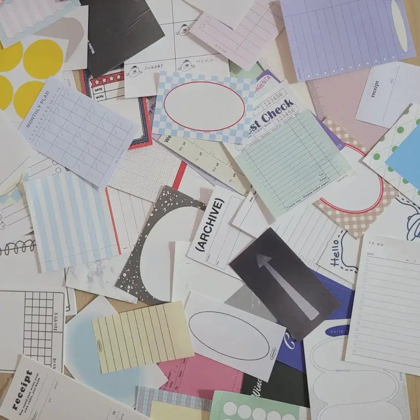 [BUNJANG] Assorted Deco Memo Pads Bundle / 감성 다꾸 떡메 믹스 소분 띵 모조지 마테 스티커 키스컷 인물 바인더속지