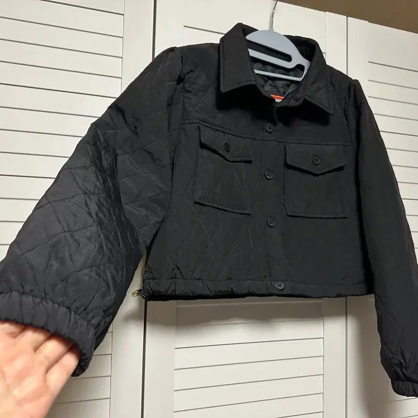 [BUNJANG] Black Quilted Crop Jacket / #새상품 : 누빔자켓 크롭 숏 스트링 블랙
