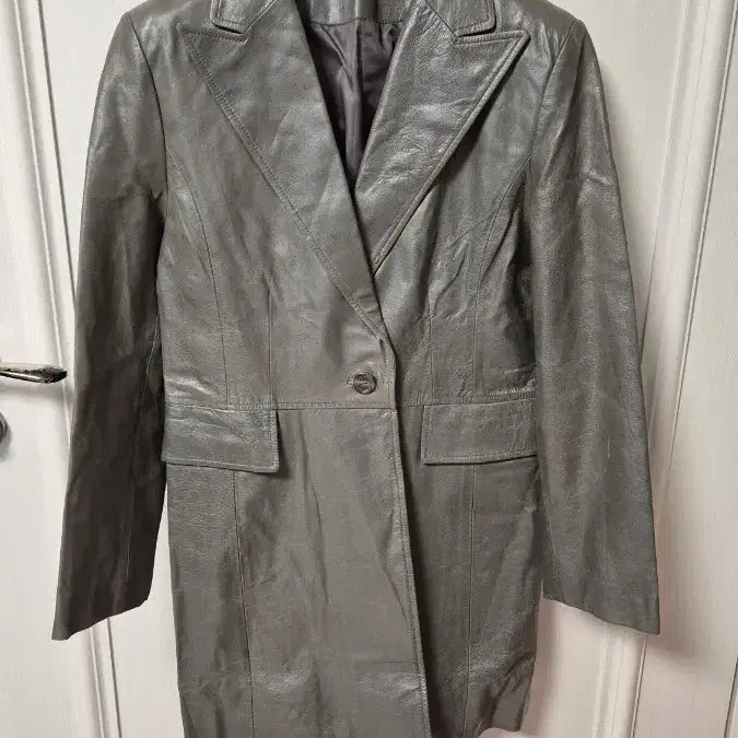 [BUNJANG] Vintage Style Leather Jacket Gray / 빈티지 스타일 가죽 자켓 그레이