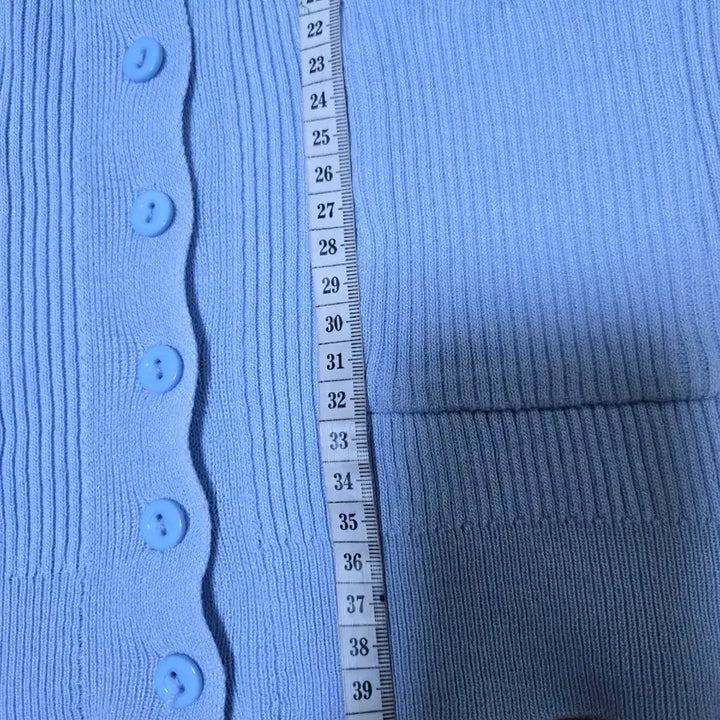 [BUNJANG] Sky Blue Ribbed Knit Cardigan / 은은한 스카이 블루 골지 니트 가디건