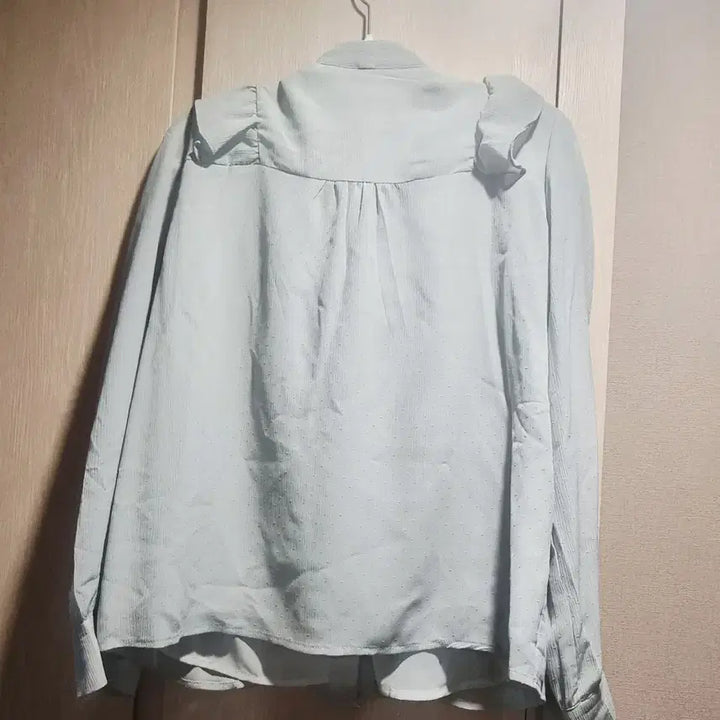 [BUNJANG] Ribbon Frill Blouse / 리본 프릴 블라우스 민트색 긴팔