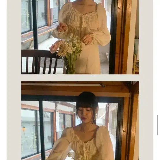 [BUNJANG] Daily Market Ivory Shirred Blouse / 데일리마켓 아이보리 셔링 블라우스