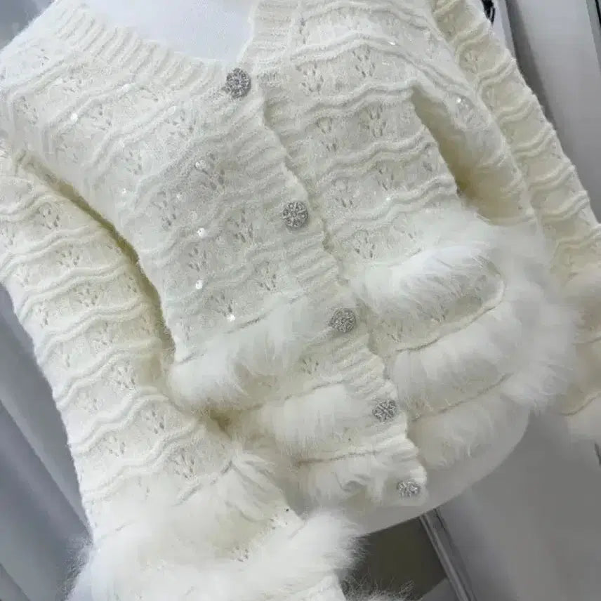 [BUNJANG] Real Fox Sequin Pearl Knit Cardigan / 7.6-> 4.9 리얼폭스 스팽클 펄 니트가디건 수입의류