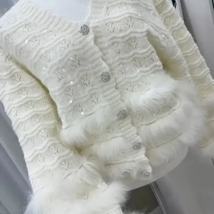 [BUNJANG] Real Fox Sequin Pearl Knit Cardigan / 7.6-> 4.9 리얼폭스 스팽클 펄 니트가디건 수입의류