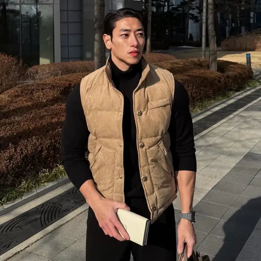 [BUNJANG] Lapinato Suede Vest Padded Jacket (Size 48) / 라피나토 스웨이드 조끼 패딩 48사이즈