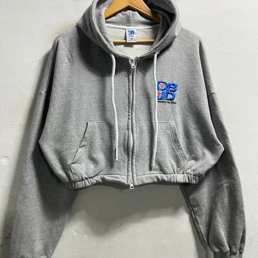[BUNJANG] Double JD Loose Fit Crop Hoodie Zip-up (Authentic) / 55-66 더블제이디 루즈핏 크롭 후드집업 정품