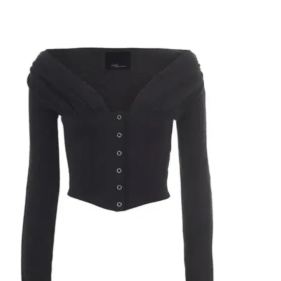 [BUNJANG] Off-Shoulder Long-Sleeve Crop Top / 오프숄더 핑크 검정 그레이 크롭 긴팔티