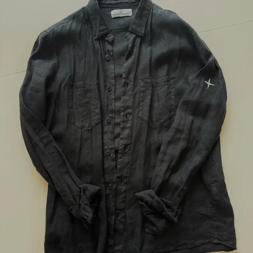 [SOLD OUT] 스톤아일랜드 투포켓 린넨 오버 셔츠 L