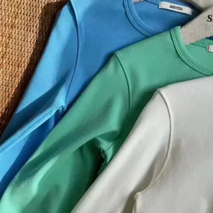 [BUNJANG] She's Cute Pure Round Tee Green, Blue / 새상품 그린, 블루 일괄) 쉬이즈큐트 퓨어라운드티