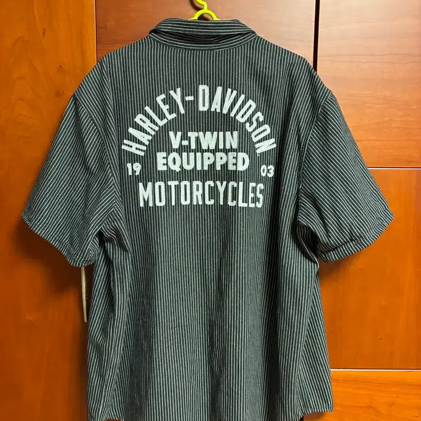 [BUNJANG] Harley-Davidson Striped Mechanic Short Sleeve Shirt / 할리데이비슨 스트라이프 메카닉 반팔셔츠