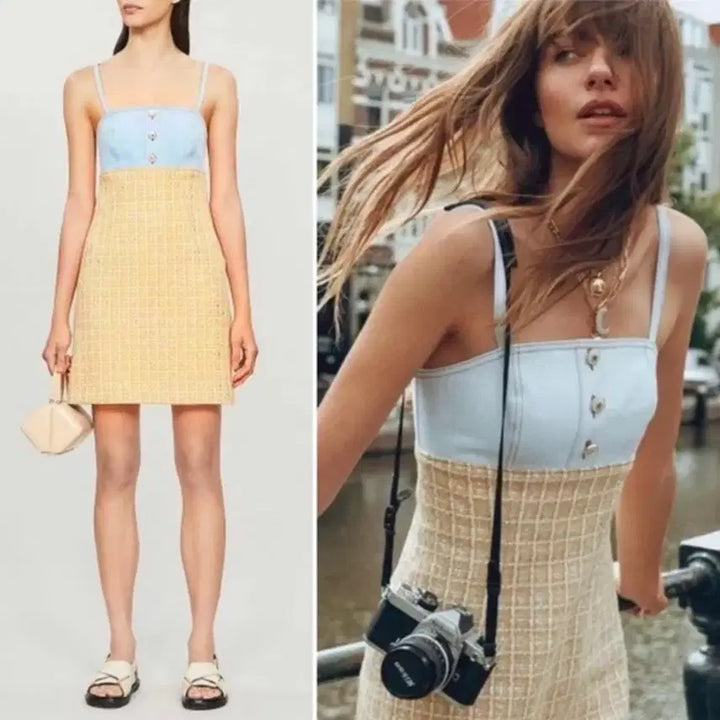 [BUNJANG] Sandro Tweed Denim Dress / SANDRO 산드로 트위드 데님 원피스 36