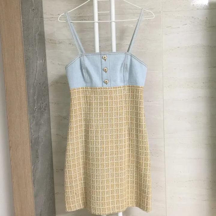 [BUNJANG] Sandro Tweed Denim Dress / SANDRO 산드로 트위드 데님 원피스 36