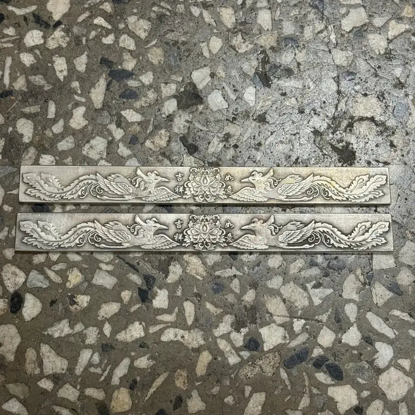 [BUNJANG] Pair of Brass Phoenix Design Paperweights for Calligraphy / 백동 문진 봉황 디자인 문진 한 쌍 서예도구 서예용 캘리그라피
