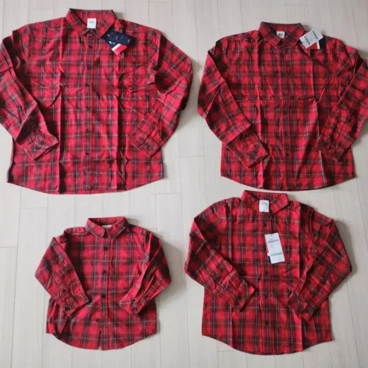 [BUNJANG] NII Family Set Red Check Shirt / NII 레드 체크 셔츠 가족 세트 몽땅