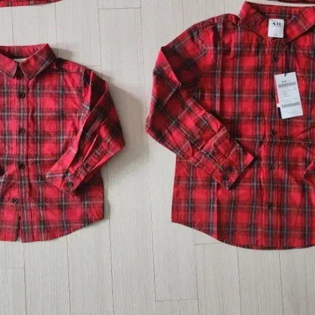 [BUNJANG] NII Family Set Red Check Shirt / NII 레드 체크 셔츠 가족 세트 몽땅