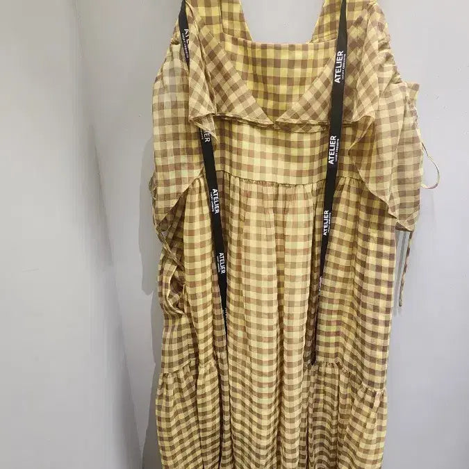 [SOLD OUT] 아뜰리에 체크 롱 원피스 옐로우