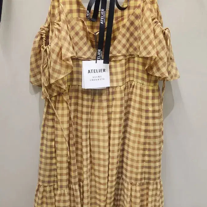 [SOLD OUT] 아뜰리에 체크 롱 원피스 옐로우