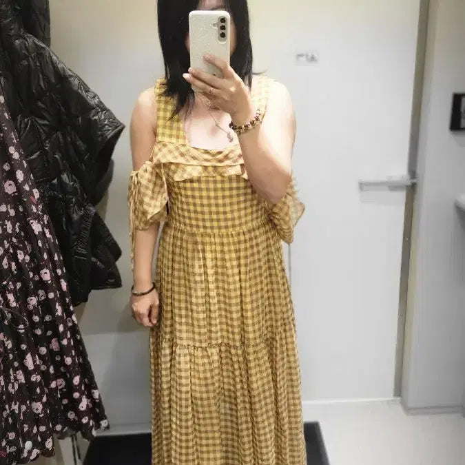 [SOLD OUT] 아뜰리에 체크 롱 원피스 옐로우