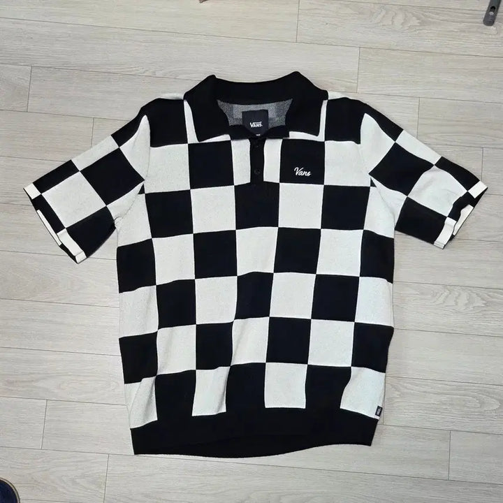 [BUNJANG] Vans Checkerboard Knit Polo Shirt / Vans 반스 체커보드 반팔 니트 폴로셔츠