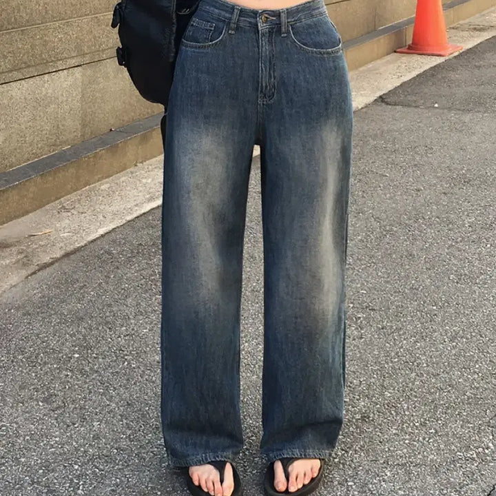 [BUNJANG] Hiniqu Rigo Summer Wide Long Pants (Mid-Blue) - M / 히니크 리고 썸머 와이드 롱 팬츠 중청 M