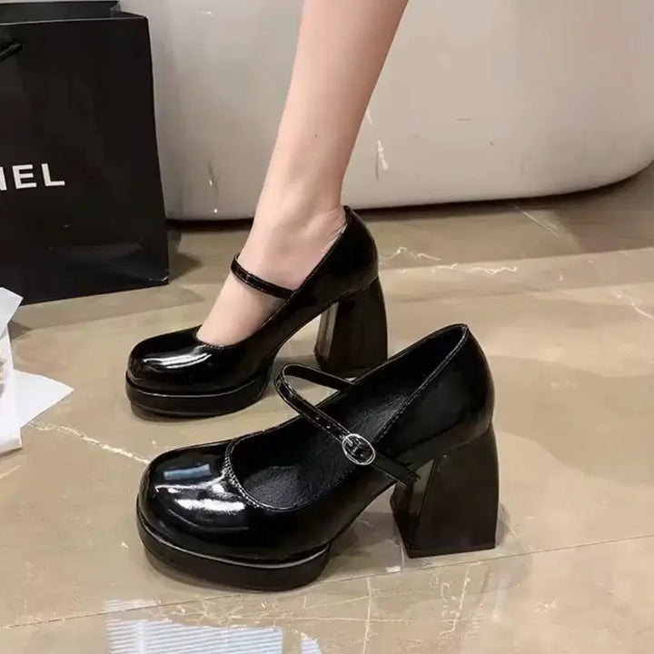 [BUNJANG] Black Platform Mary Jane Heels / 블랙 플랫폼 메리제인 힐 슈즈 메리제인 구두 하이힐 워커