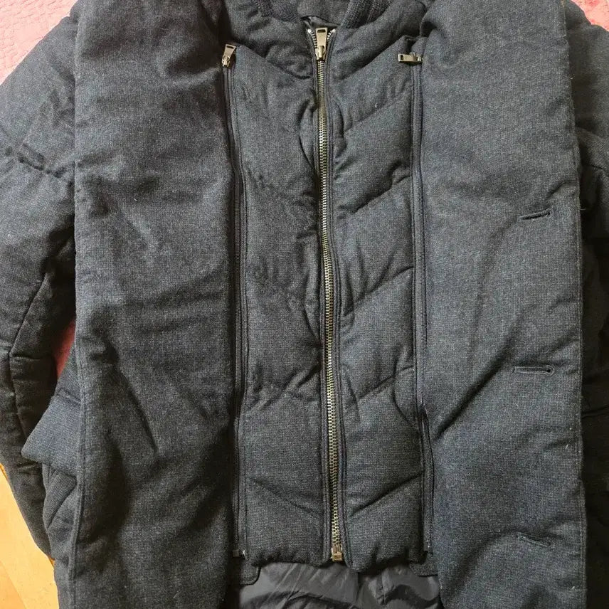 [BUNJANG] Quilted Padded Jacket Charcoal / 퀼팅 스타일 차콜색 패딩 자켓