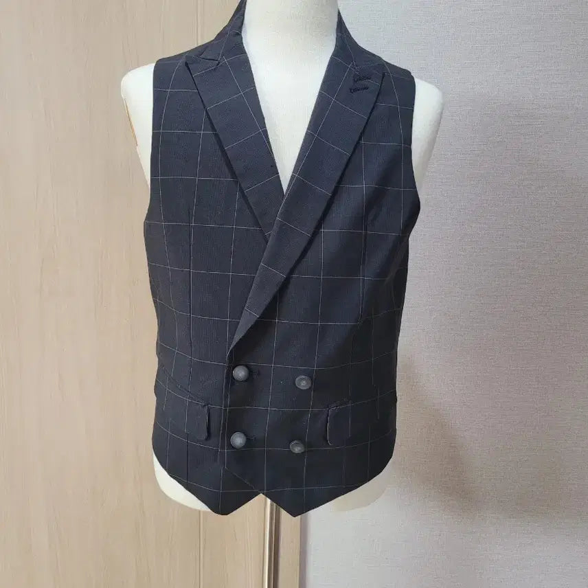 [BUNJANG] SPAO for Men Check Pattern Vest / 스파오포맨 SPAO for men 체크 패턴 베스트 100 블랙