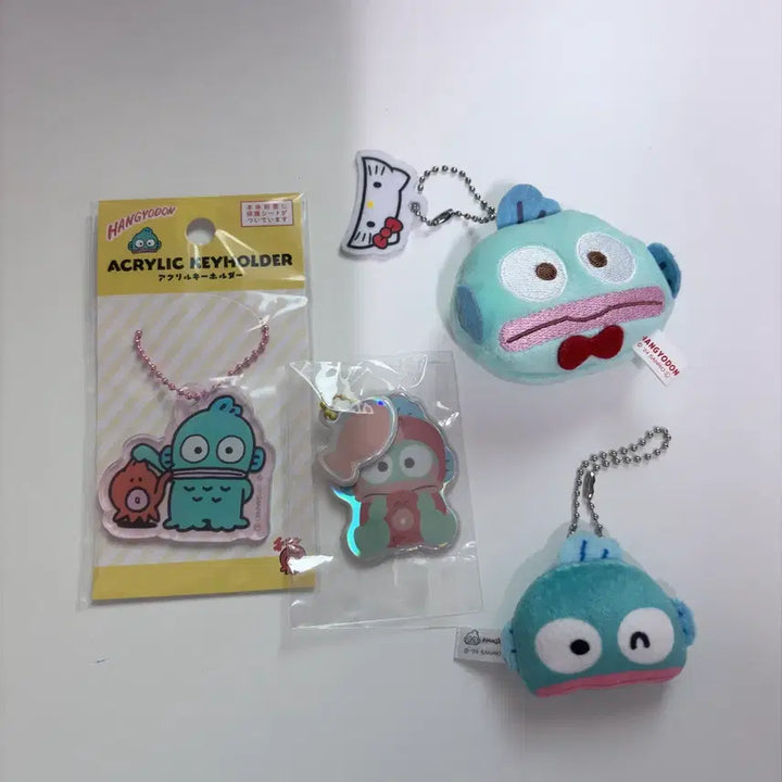 [BUNJANG] Sanrio Hangyodon 50th Anniversary Kitty Collaboration Charm Set / 산리오 한교동 키티 50주년 키링 가챠 키링 4개일괄