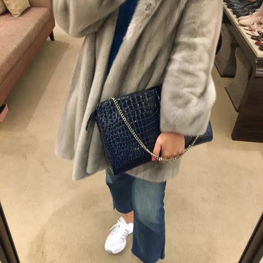 [BUNJANG] Jjuya Bag Navy Chain Shoulder Bag / 쭈야백 네이비 체인백
