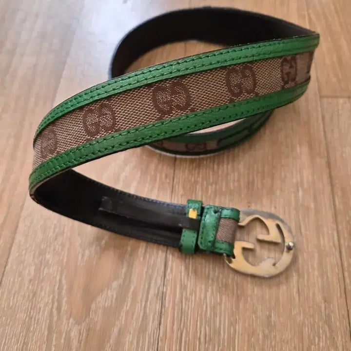 [BUNJANG] Gucci GG Logo Belt with Green Trimming / 구찌 GG 로고 벨트 그린 트리밍 싸이즈29에서32