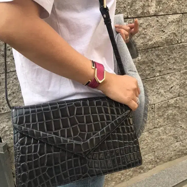 [BUNJANG] Jjuya Bag Black Crocodile Shoulder Bag/Clutch / 쭈야백 블랙 크로커다일 숄더백 / 클러치백