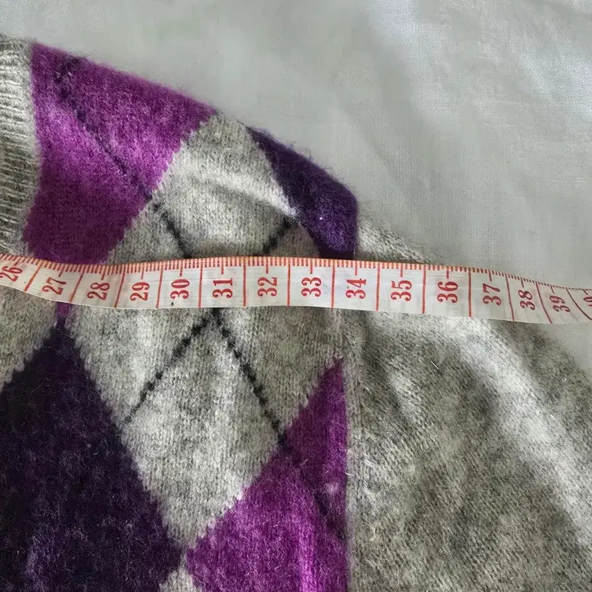 [BUNJANG] Cashmere Argyle Knit Sweater / 100프로 캐시미어 부드러운 니트