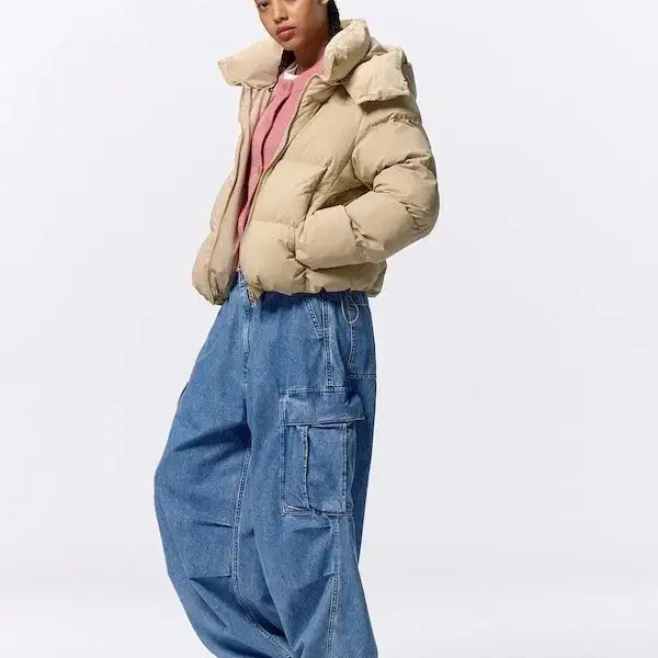 [BUNJANG] GU Denim Super Wide Cargo Pants / 유니클로 GU데님슈퍼와이드카고팬츠