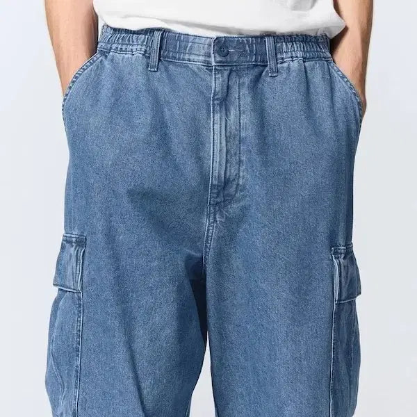 [BUNJANG] GU Denim Super Wide Cargo Pants / 유니클로 GU데님슈퍼와이드카고팬츠