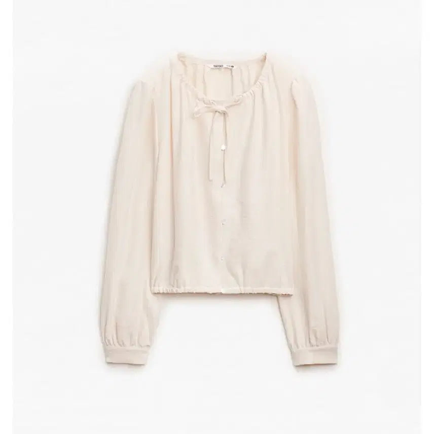 [SOLD OUT] 미쏘 리본 셔링 블라우스 크림