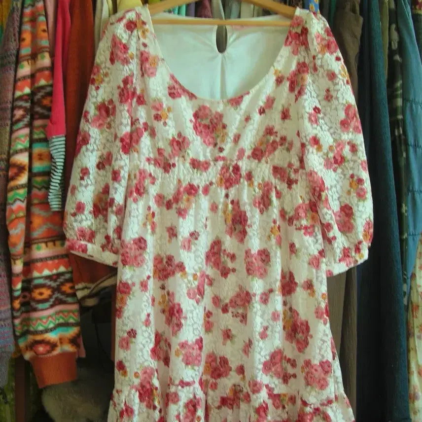 [BUNJANG] Floral Pattern Midi Dress / 플라워 패턴 미디 원피스