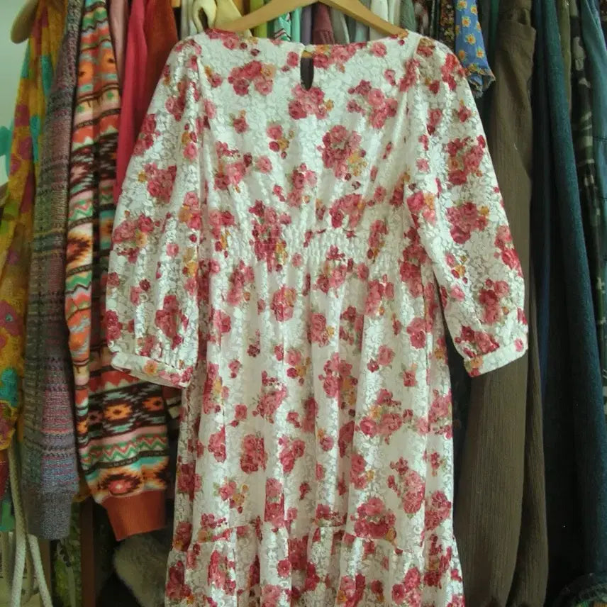 [BUNJANG] Floral Pattern Midi Dress / 플라워 패턴 미디 원피스