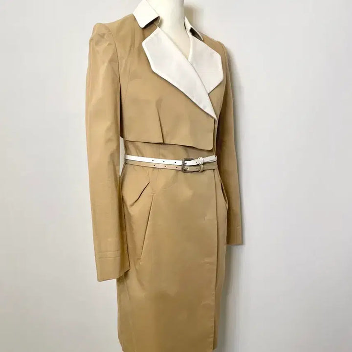 [BUNJANG] Lynn Beige White Collar Trench Dress / Lynn 린 베이지 화이트카라 트렌치형 원피스