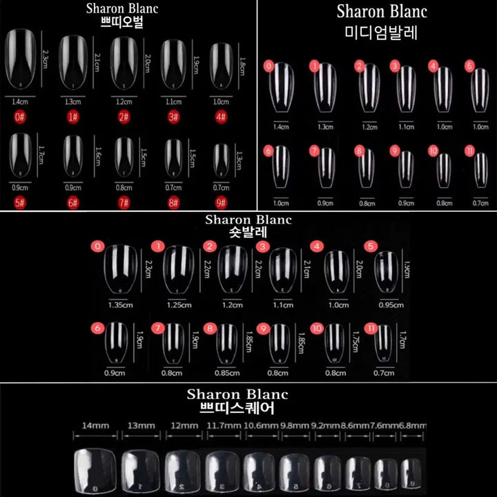 [BUNJANG] Sharon Blanc Gradiation Nail Tip (14 Shapes) / *할인가* 반시럽 리본 글리터 그라데이션 네일팁 / 14종 쉐입