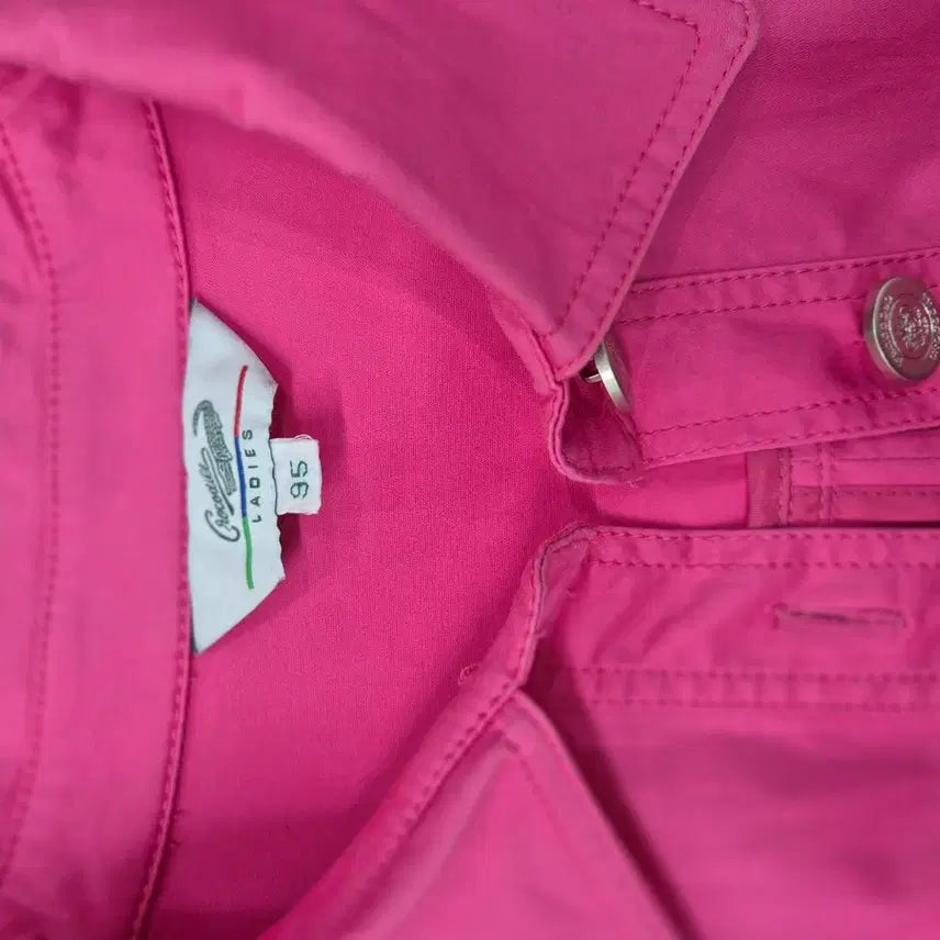 [BUNJANG] Crocodile Hot Pink Shirt Dress / 크로커다일 핫핑크 셔츠형 반팔 원피스