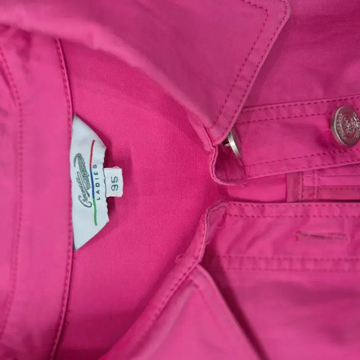 [BUNJANG] Crocodile Hot Pink Shirt Dress / 크로커다일 핫핑크 셔츠형 반팔 원피스