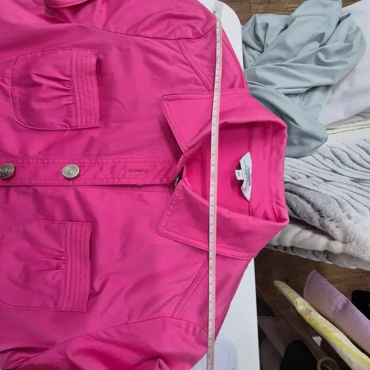[BUNJANG] Crocodile Hot Pink Shirt Dress / 크로커다일 핫핑크 셔츠형 반팔 원피스