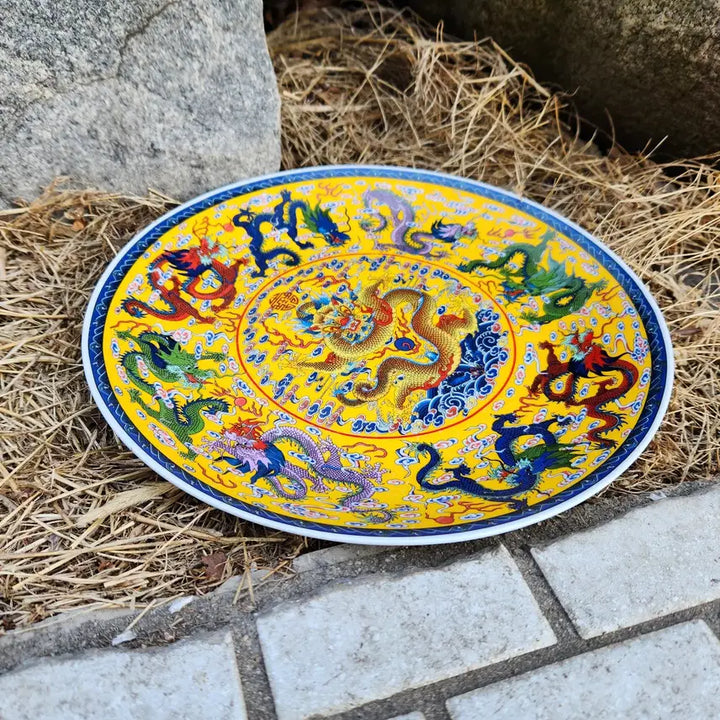 [BUNJANG] Chinese Porcelain Nine Dragons Plate / 중국도자기 구룡문 접시(중접)