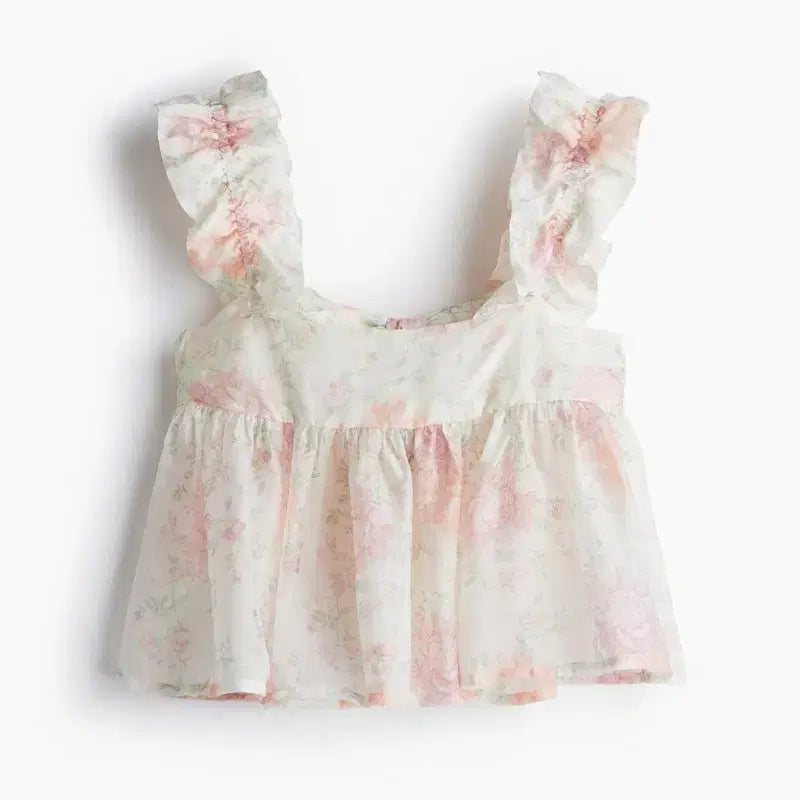 [BUNJANG] H&amp;M Frill Ruffle Flower Top S / H&amp;M 프릴 플라워 러플 탑 S (미착용)