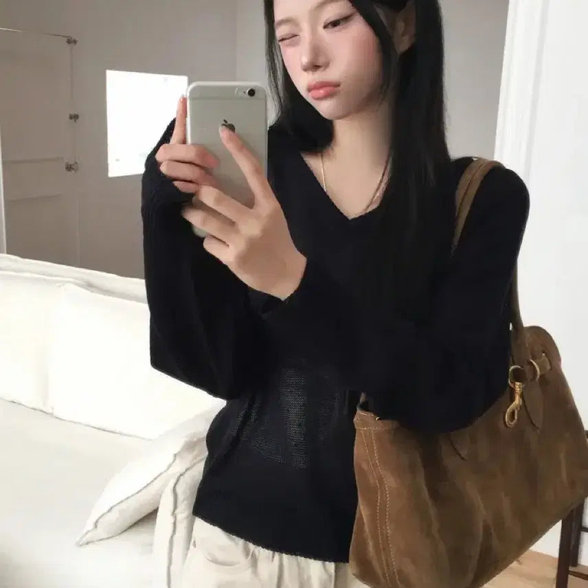 [BUNJANG] Modi Mood Raglan Long Sleeve Half Knit Top / 봄 코디~에이블리 모디무드 품절상품 래글런 긴팔 하프 니트!!
