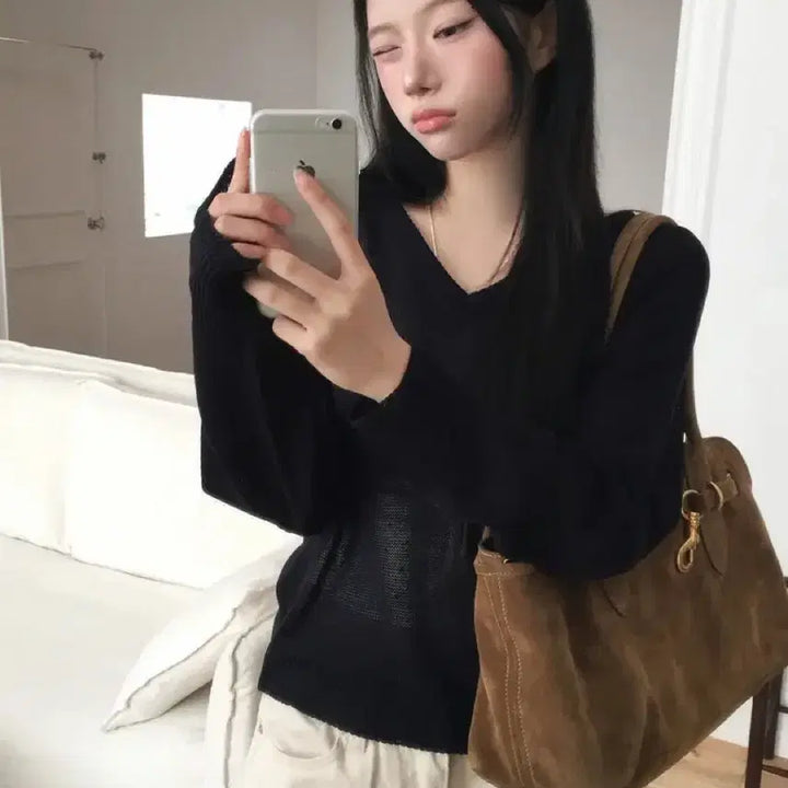 [BUNJANG] Modi Mood Raglan Long Sleeve Half Knit Top / 봄 코디~에이블리 모디무드 품절상품 래글런 긴팔 하프 니트!!