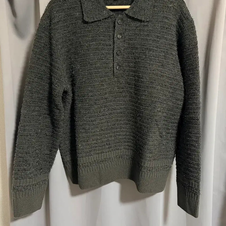 [BUNJANG] Belier Grunge Polo Sweater Olive / [100] 벨리에 그런지 폴로 스웨터 올리브