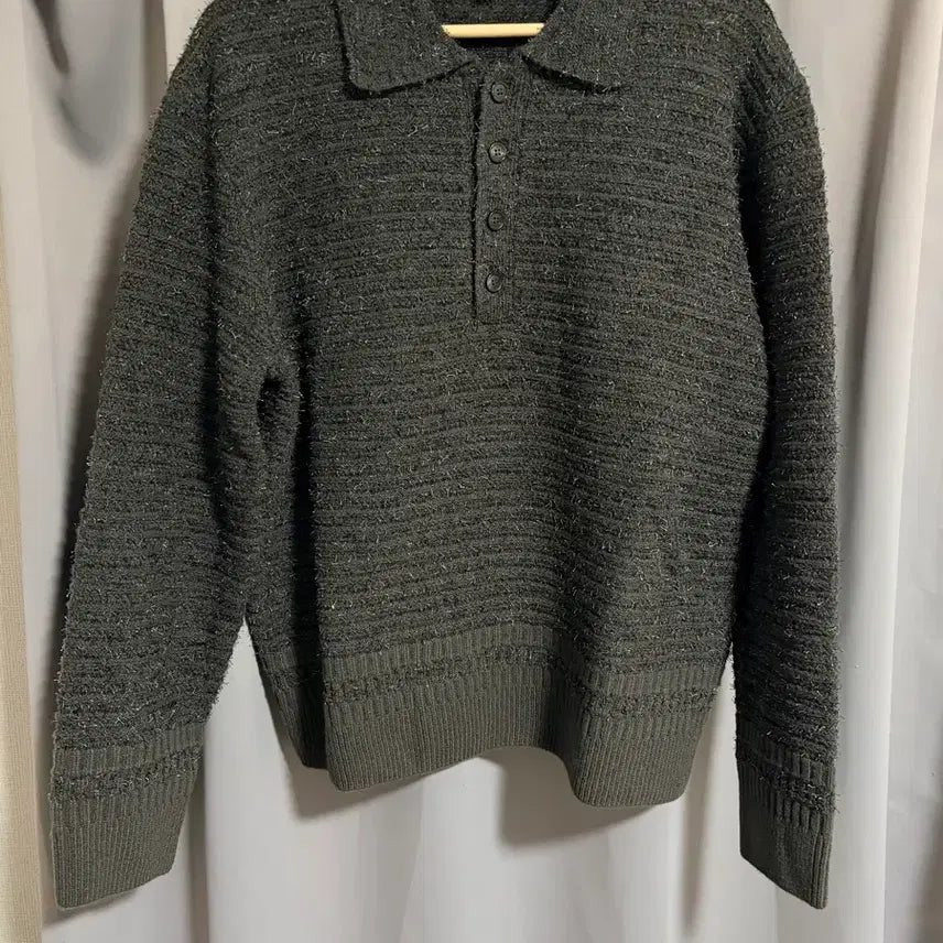 [BUNJANG] Belier Grunge Polo Sweater Olive / [100] 벨리에 그런지 폴로 스웨터 올리브