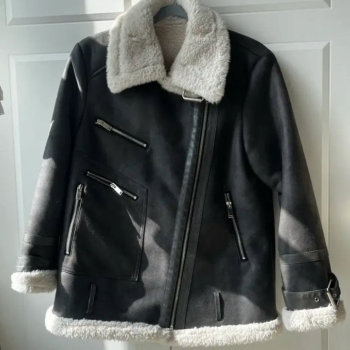 [BUNJANG] Gray Mouton Jacket / 그레이 무스탕 자켓