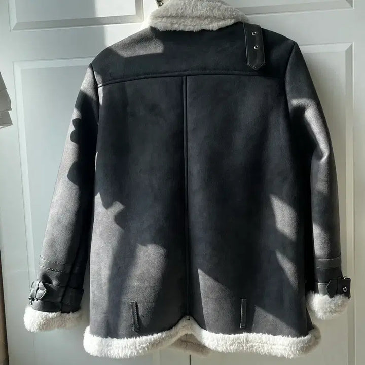 [BUNJANG] Gray Mouton Jacket / 그레이 무스탕 자켓